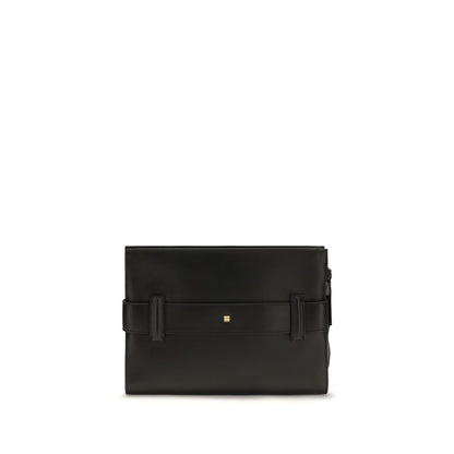 Balmain Black Anthem Lamb Leather Clutch Bag
