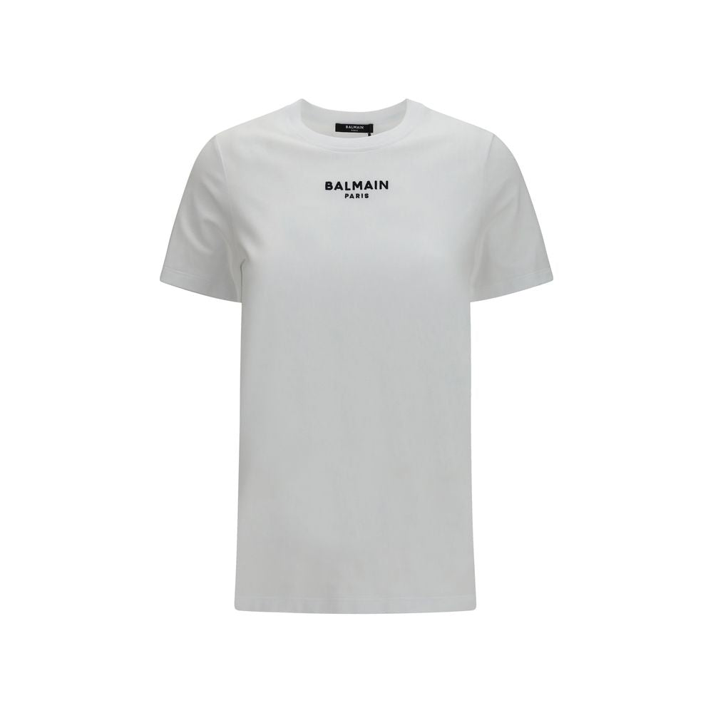 Balmain White Cotton Logo T-Shirt