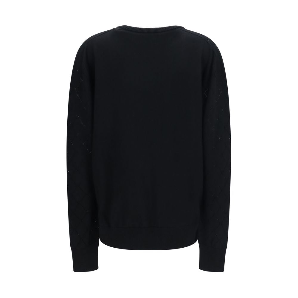 Balmain Black Wool V-Neck Sweater