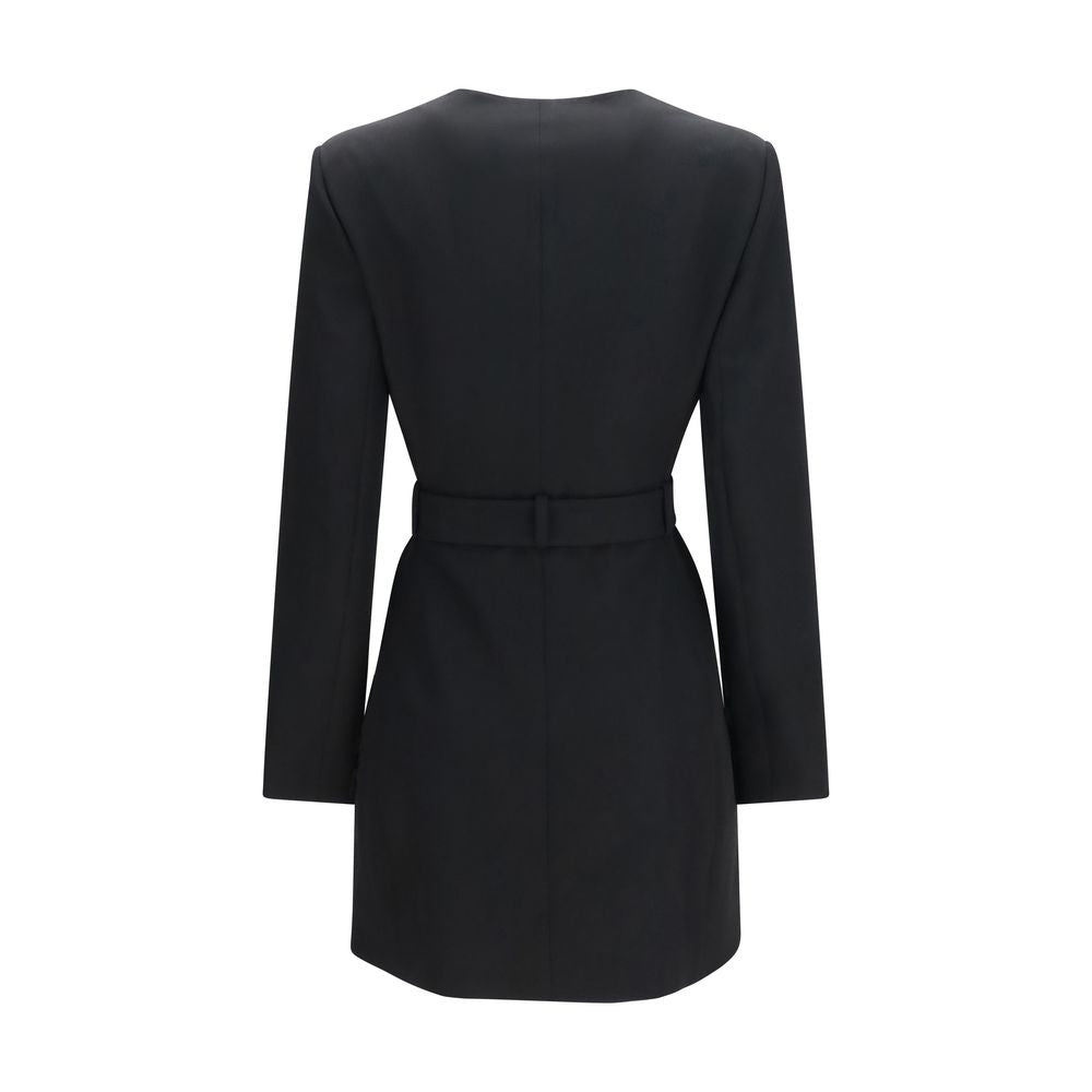 Balmain Black Wool Gold Buckle Belted Blazer