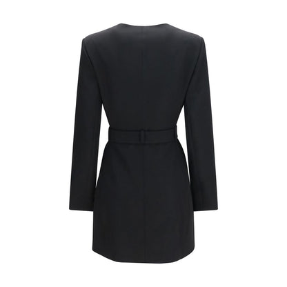 Balmain Black Wool Gold Buckle Belted Blazer