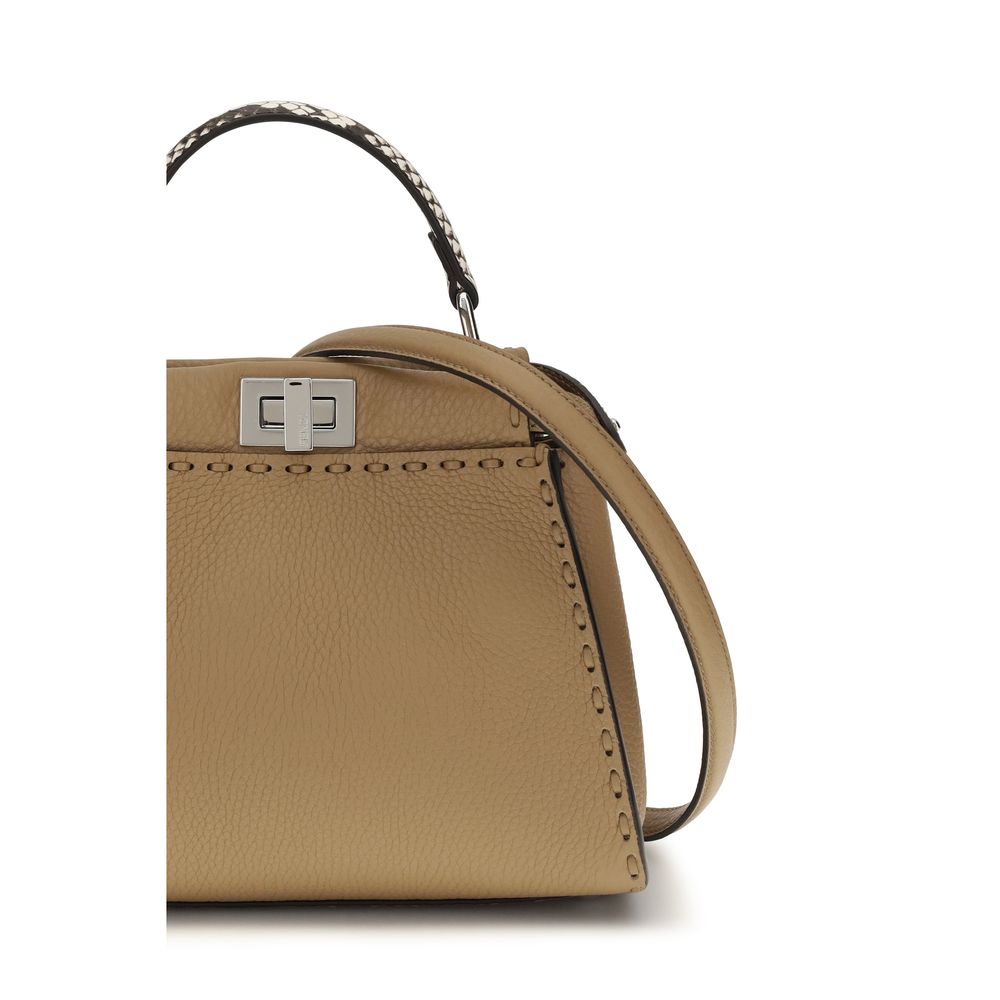 Fendi Beige Calf Leather Peekaboo Mini Bag