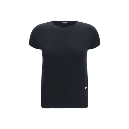 Balmain Black Wool & Cashmere Short Sleeve Sweater
