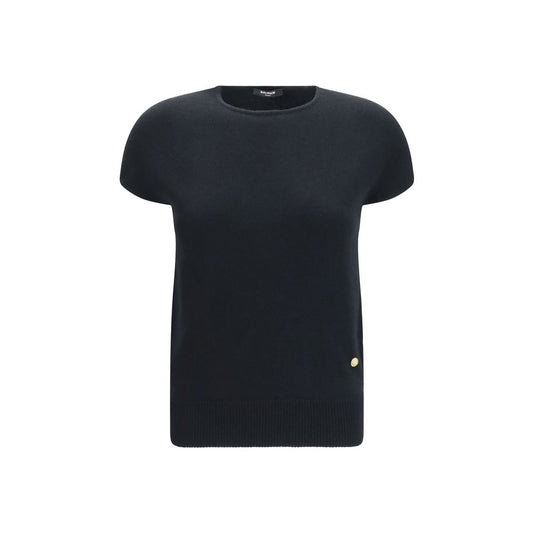Balmain Black Wool & Cashmere Short Sleeve Sweater