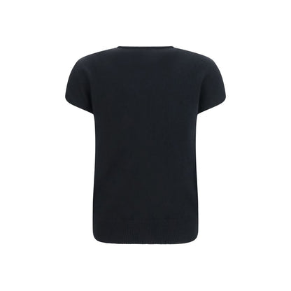 Balmain Black Wool & Cashmere Short Sleeve Sweater