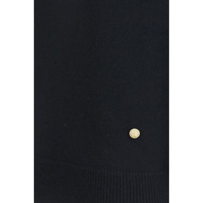 Balmain Black Wool & Cashmere Short Sleeve Sweater