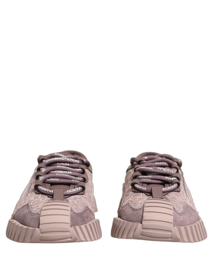 Dolce & Gabbana Pink Lace NS1 Low Top Sneakers