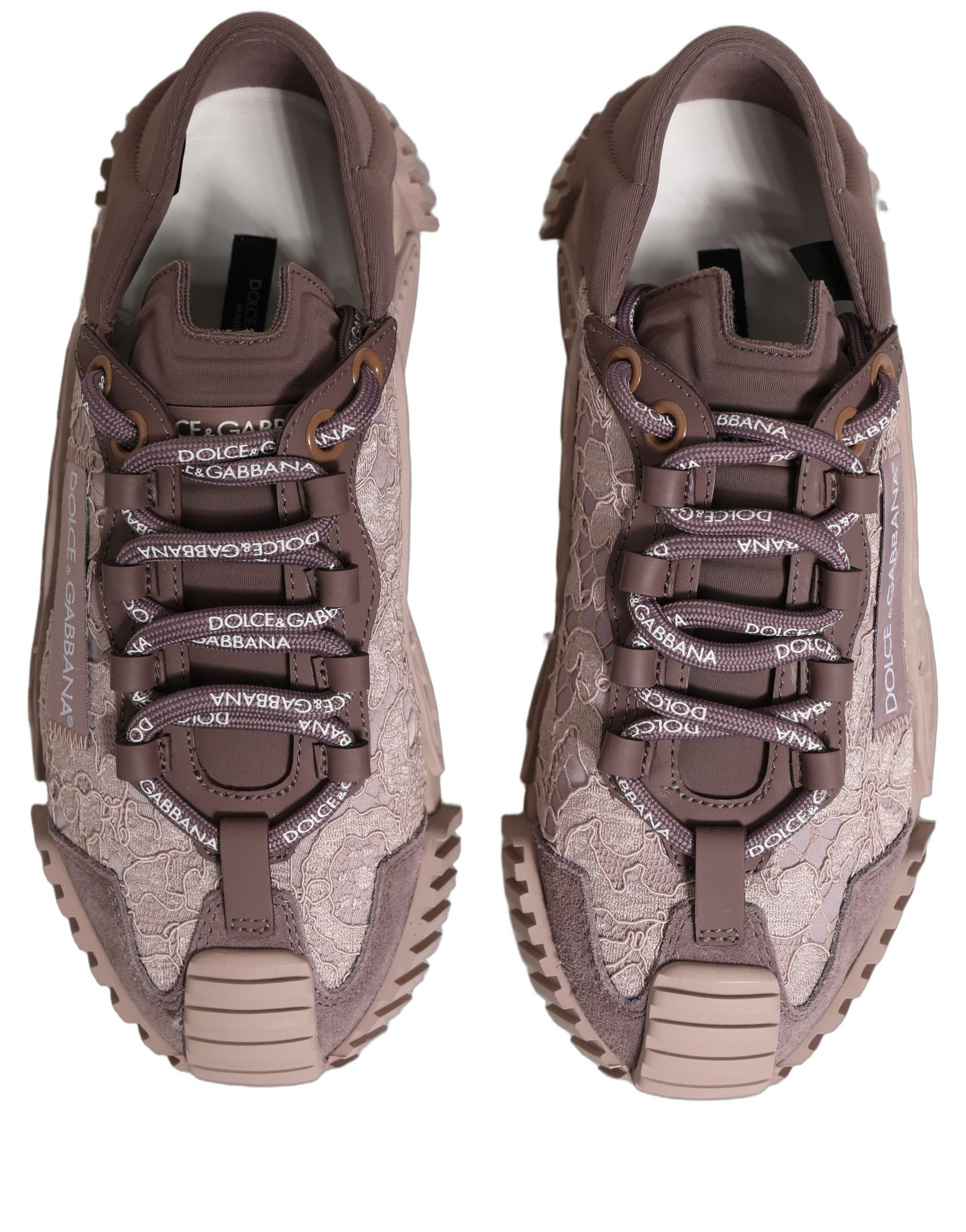Dolce & Gabbana Pink Lace NS1 Low Top Sneakers