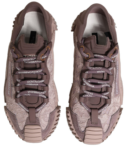 Dolce & Gabbana Pink Lace NS1 Low Top Sneakers