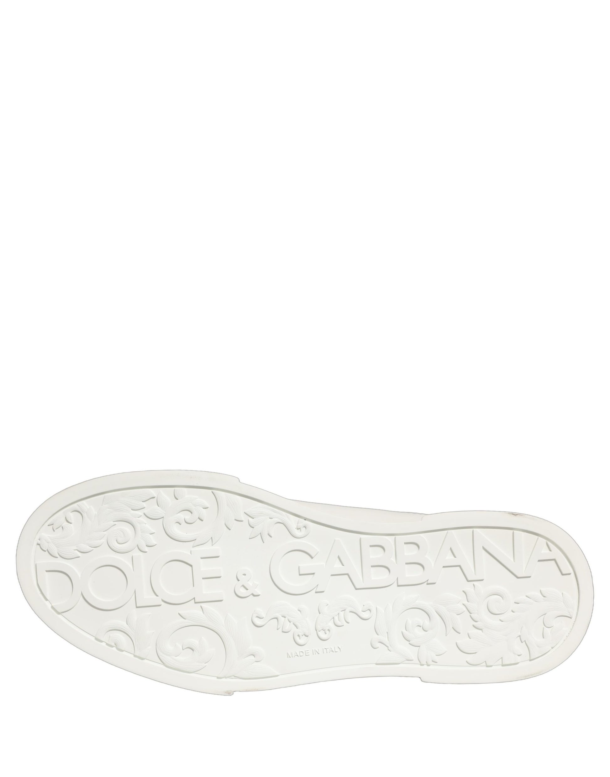 Dolce & Gabbana White Leather DG Logo Low Top Sneakers