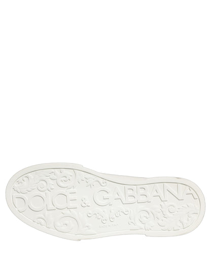 Dolce & Gabbana White Leather DG Logo Low Top Sneakers