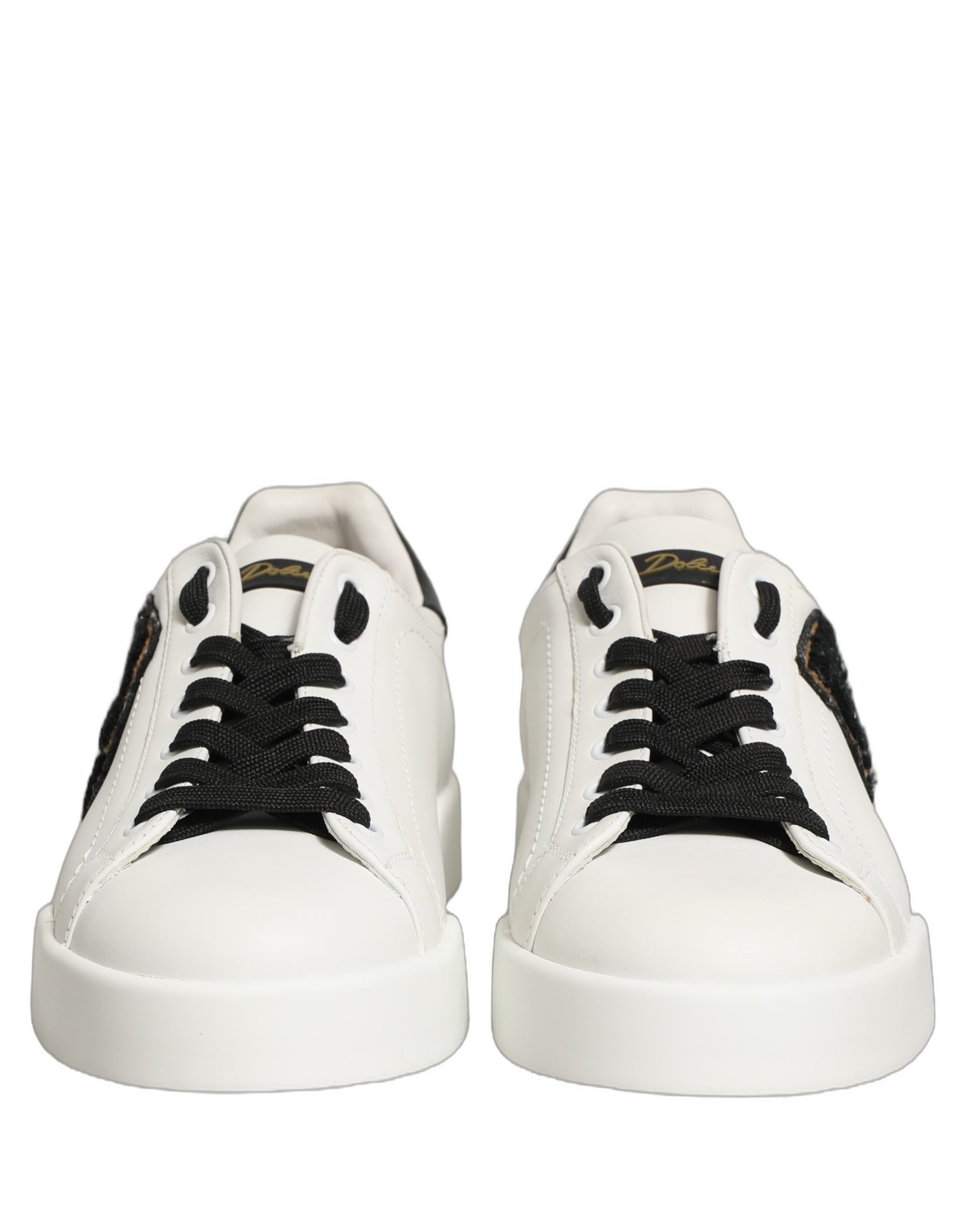 Dolce & Gabbana White Leather DG Logo Low Top Sneakers