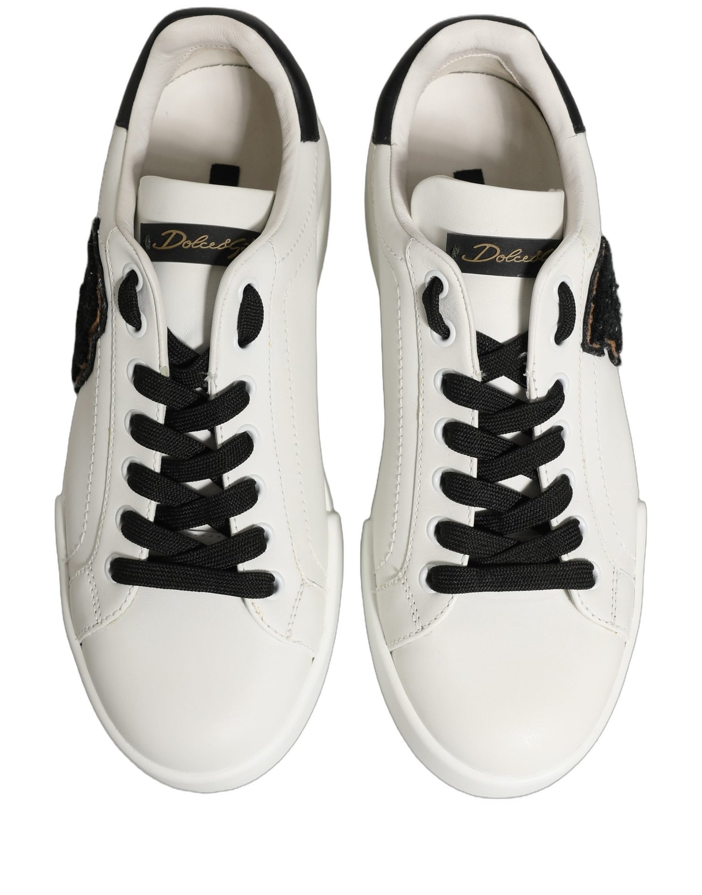 Dolce & Gabbana White Leather DG Logo Low Top Sneakers