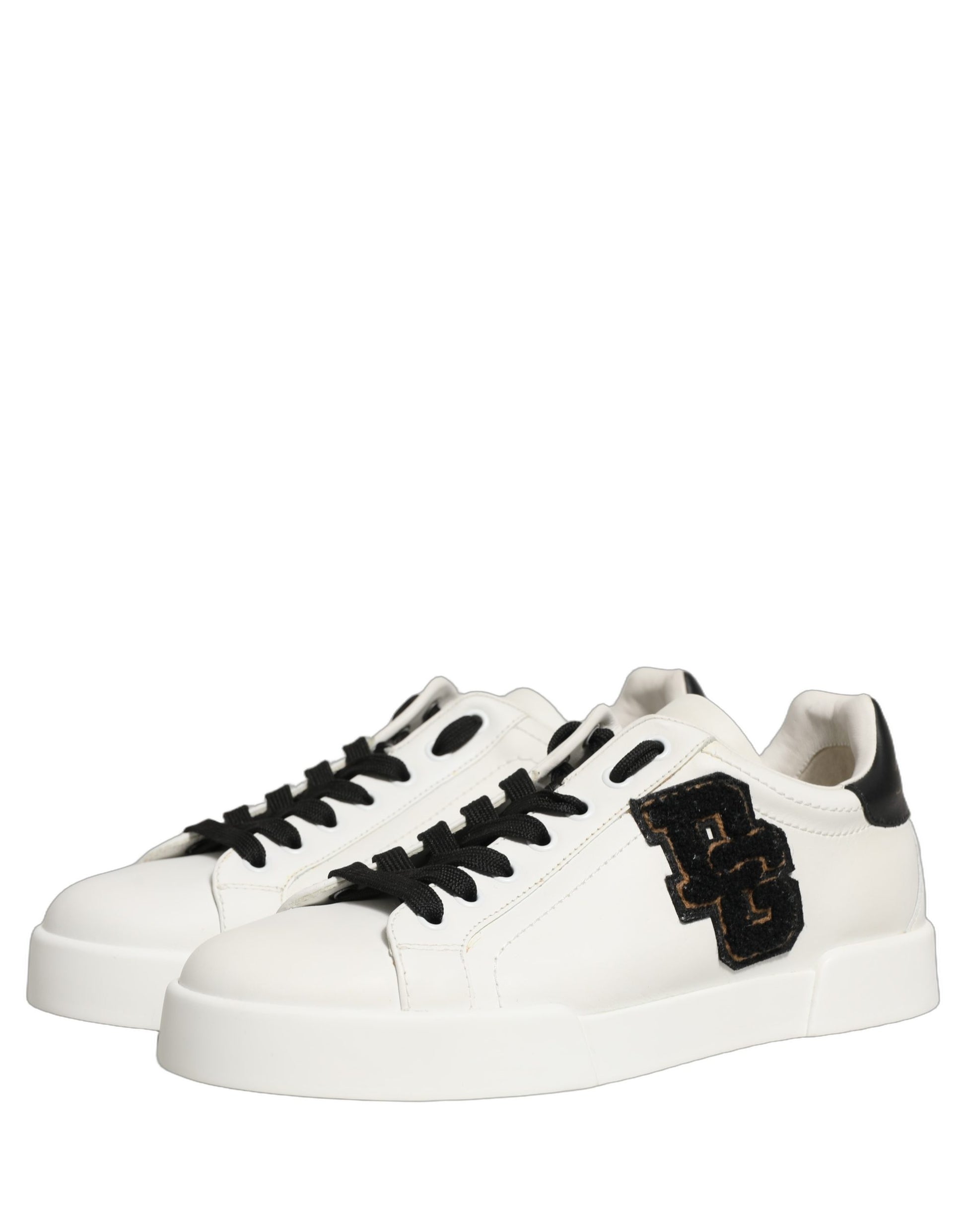 Dolce & Gabbana White Leather DG Logo Low Top Sneakers