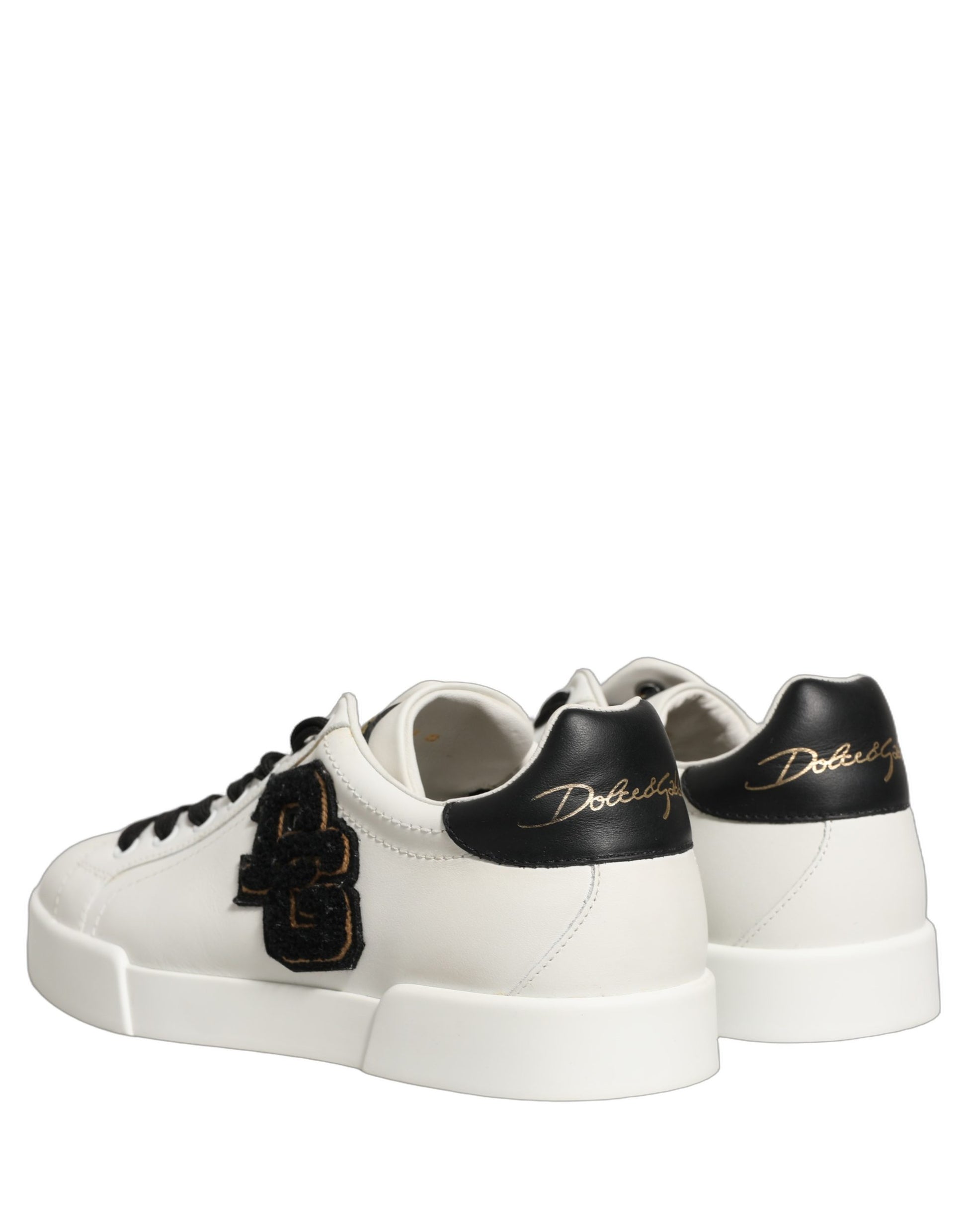 Dolce & Gabbana White Leather DG Logo Low Top Sneakers
