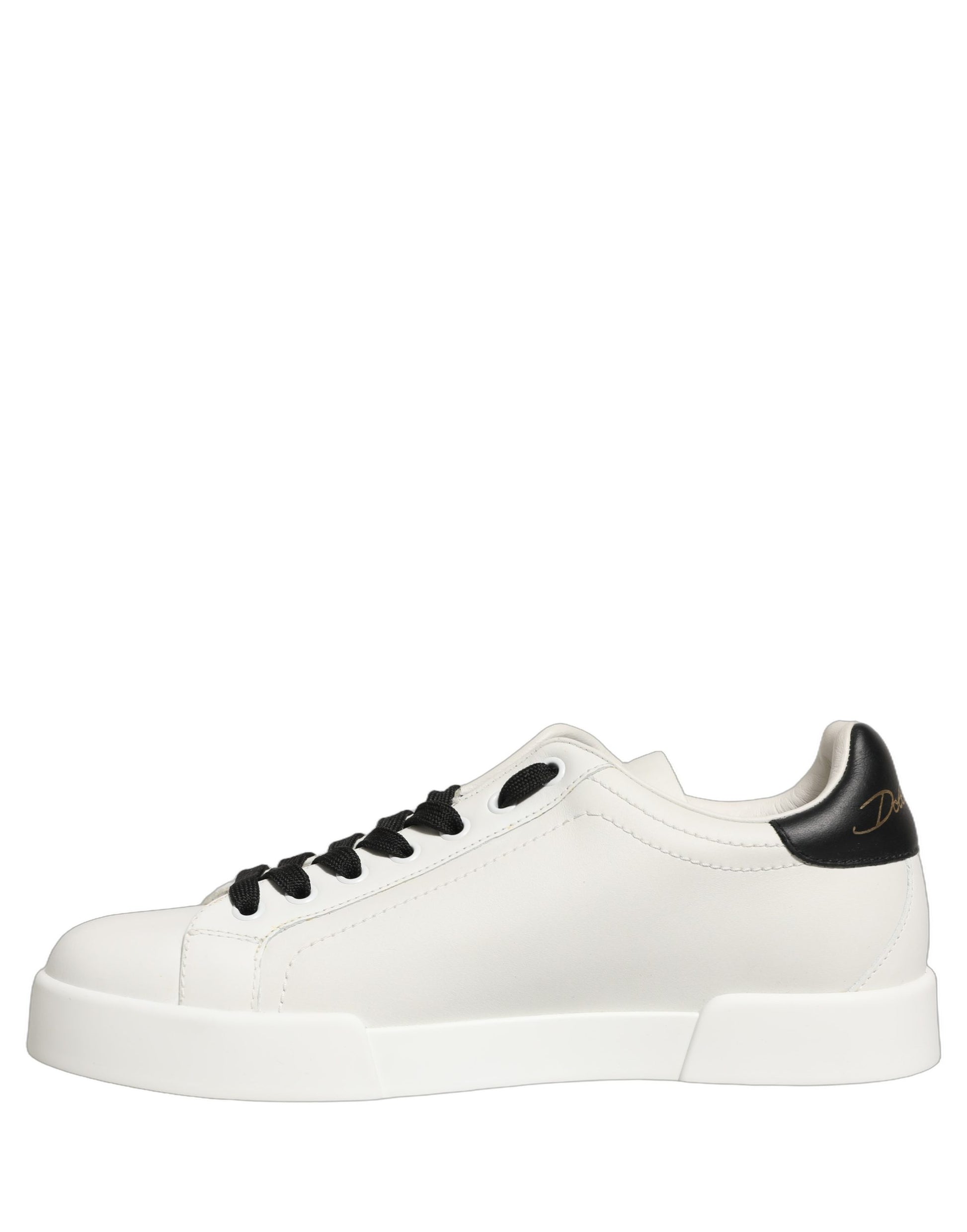 Dolce & Gabbana White Leather DG Logo Low Top Sneakers