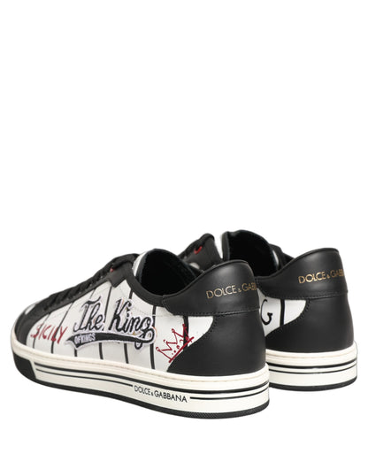 Dolce & Gabbana White Black DG Logo King Patch Low-Top Sneakers