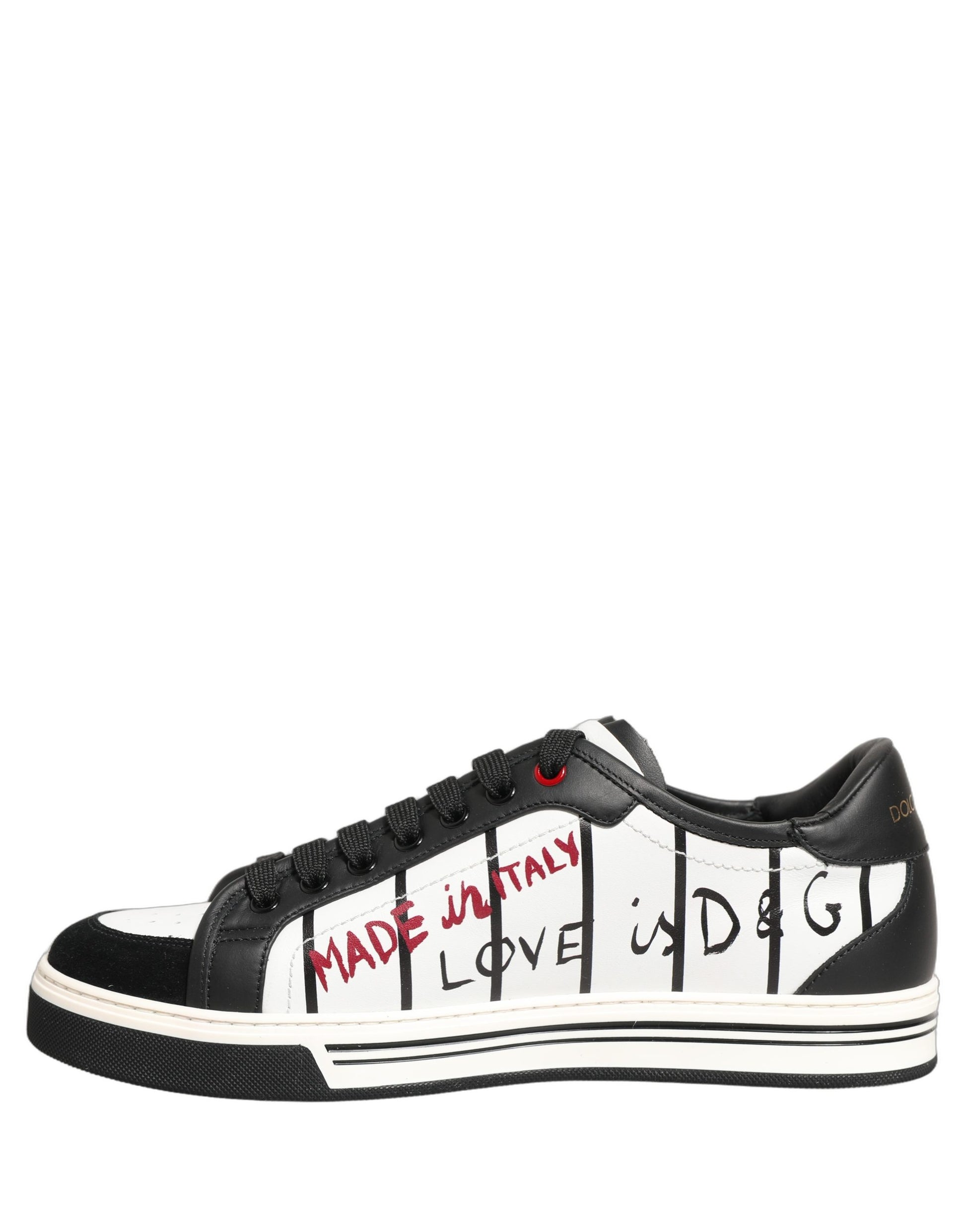 Dolce & Gabbana White Black DG Logo King Patch Low-Top Sneakers
