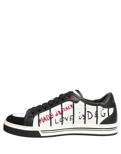 Dolce & Gabbana White Black DG Logo King Patch Low-Top Sneakers