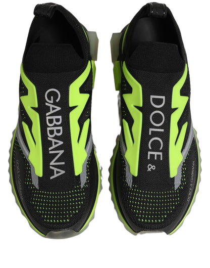 Dolce & Gabbana Black & Fluro Green Sorrento Low Top Sneakers