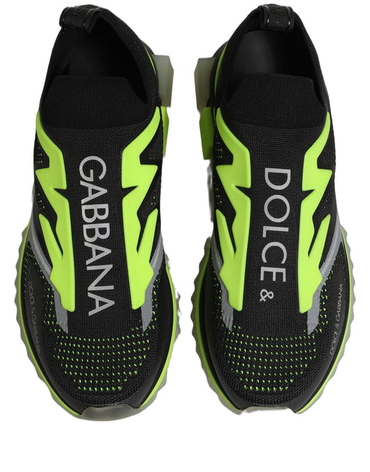 Dolce & Gabbana Black & Fluro Green Sorrento Low Top Sneakers