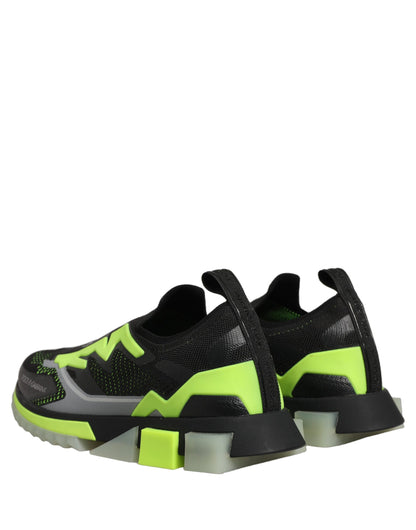 Dolce & Gabbana Black & Fluro Green Sorrento Low Top Sneakers