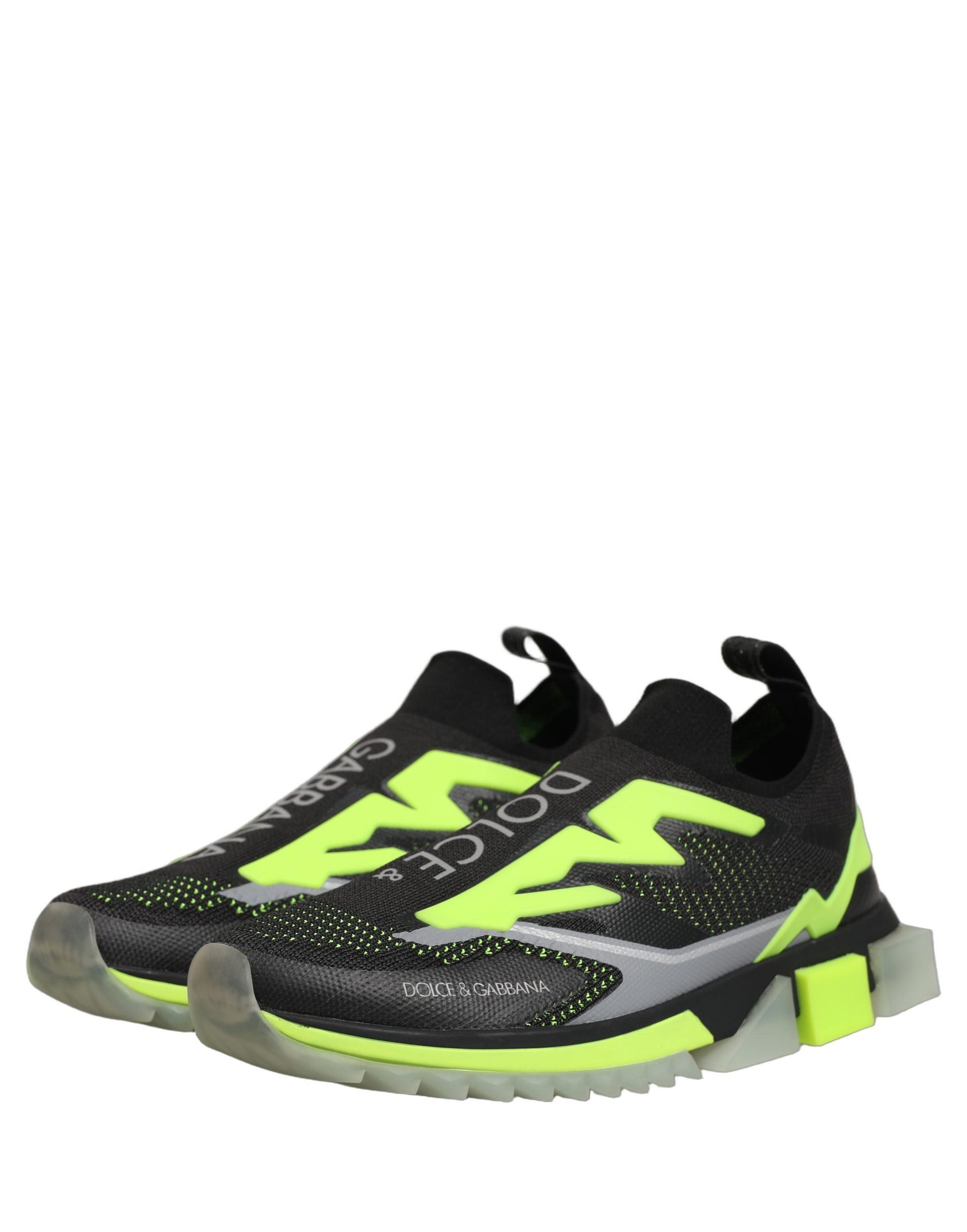 Dolce & Gabbana Black & Fluro Green Sorrento Low Top Sneakers