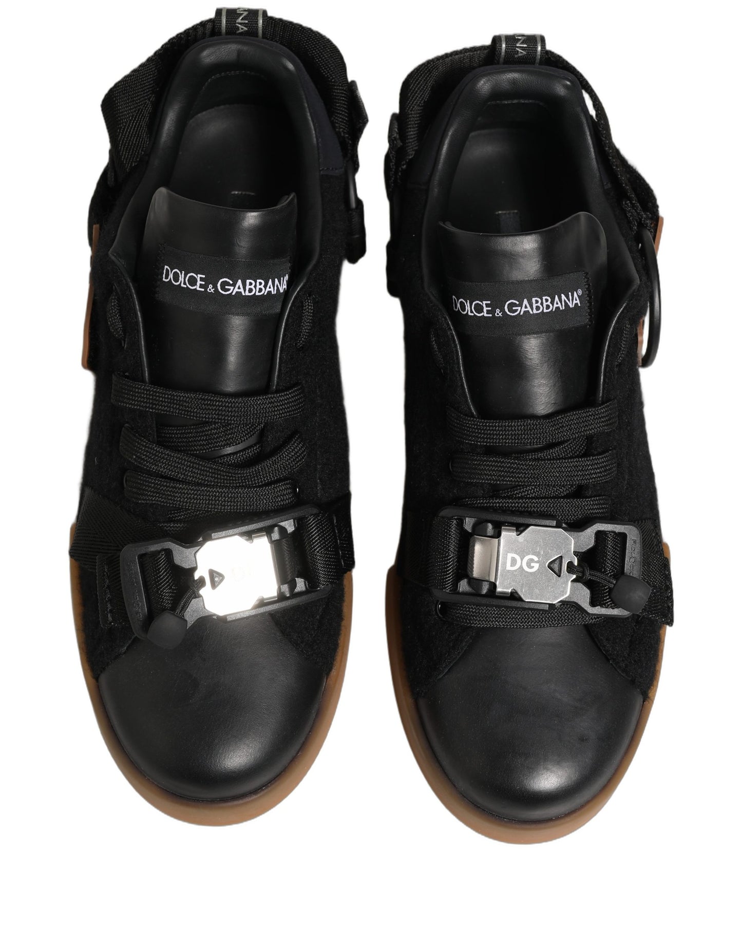 Dolce & Gabbana Black Leather Low Trainers for Men