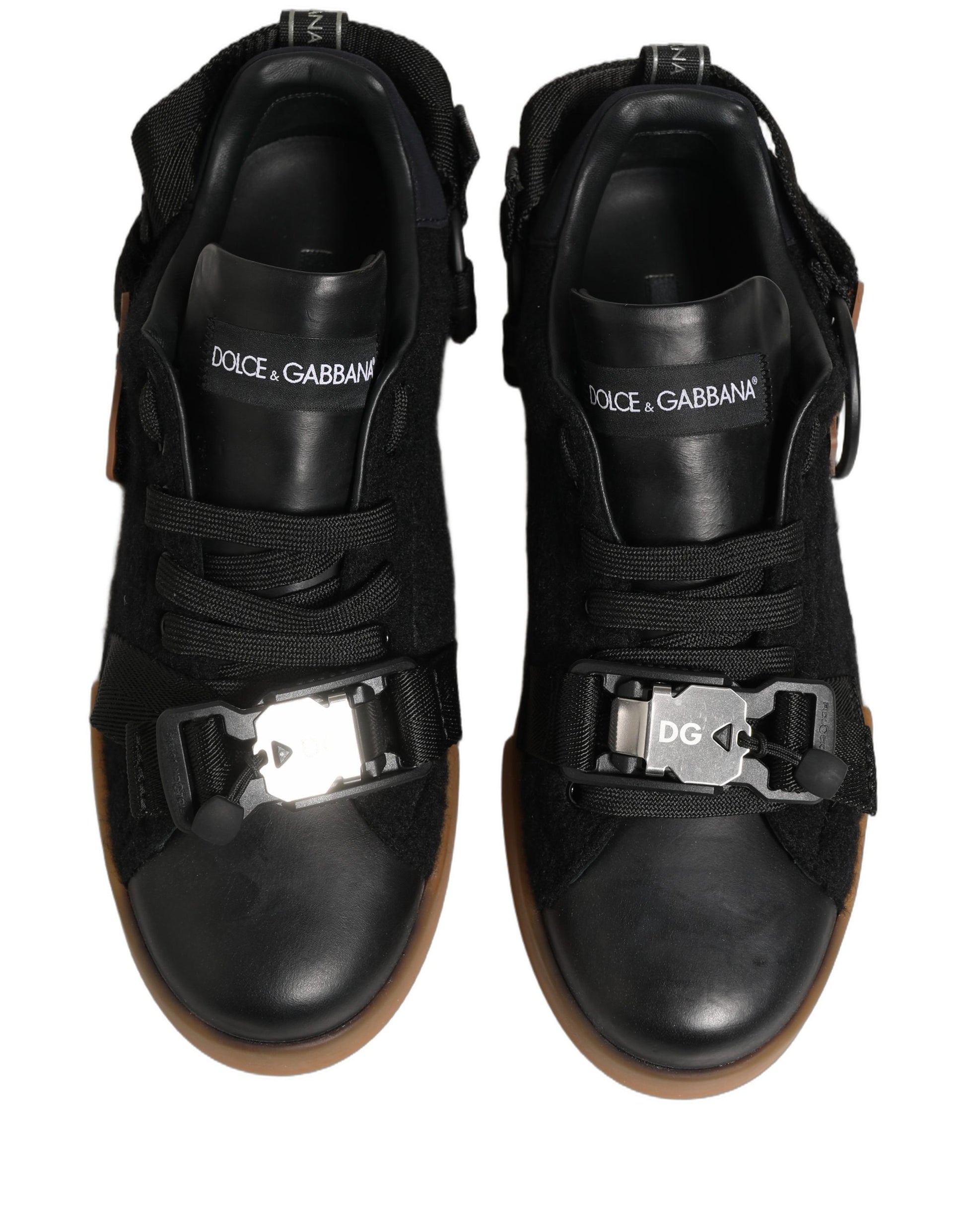 Dolce & Gabbana Black Leather Low Trainers for Men