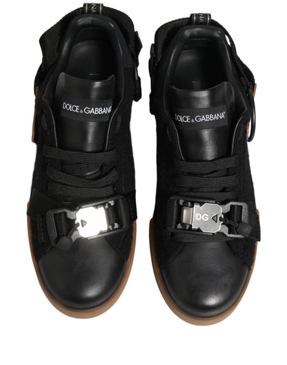 Dolce & Gabbana Black Leather Low Trainers for Men