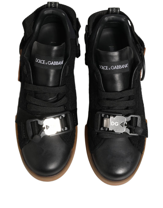 Dolce & Gabbana Black Leather Low Trainers for Men