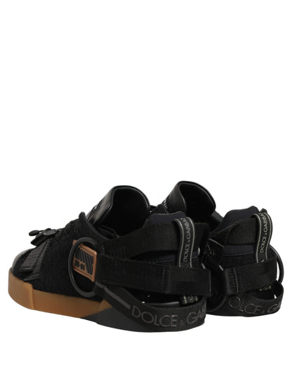 Dolce & Gabbana Black Leather Low Trainers for Men