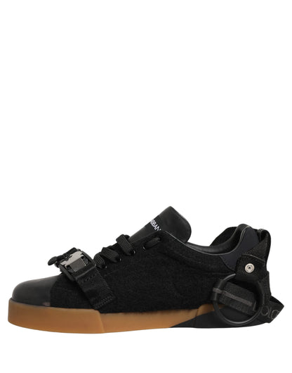 Dolce & Gabbana Black Leather Low Trainers for Men