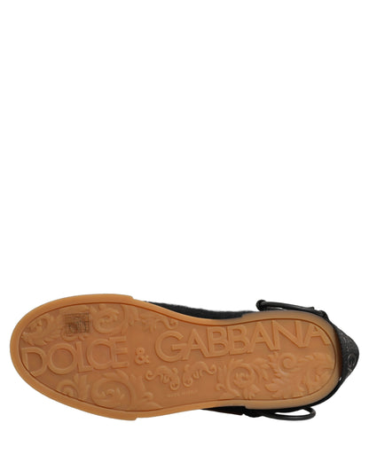 Dolce & Gabbana Black Leather Low Trainers for Men
