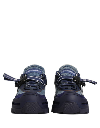 Dolce & Gabbana Blue Airmaster Panelled Low Top Denim Sneakers