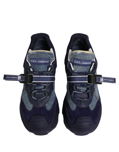 Dolce & Gabbana Blue Airmaster Panelled Low Top Denim Sneakers