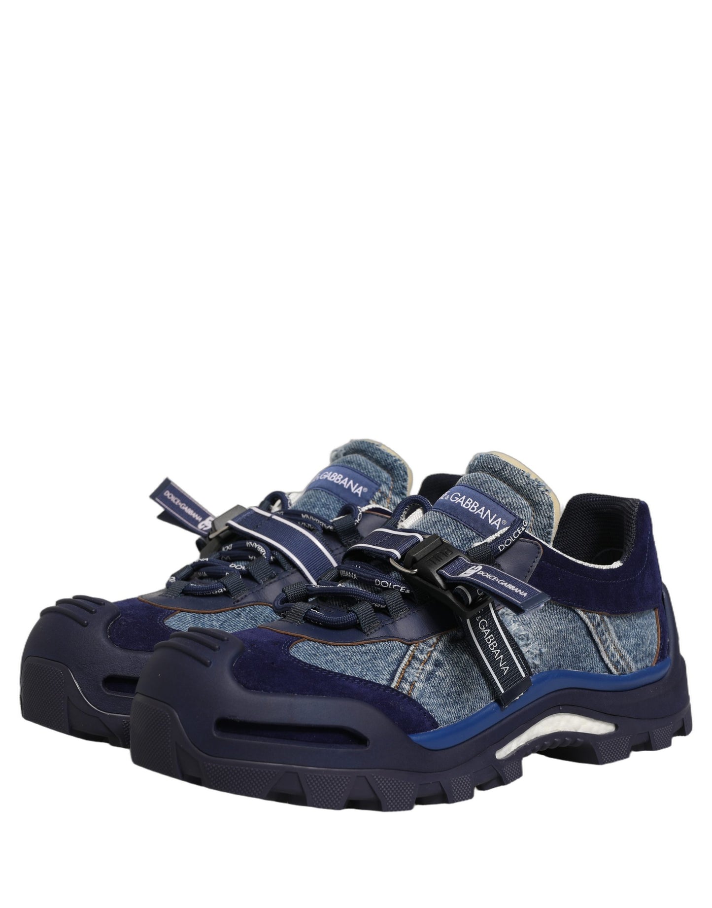 Dolce & Gabbana Blue Airmaster Panelled Low Top Denim Sneakers
