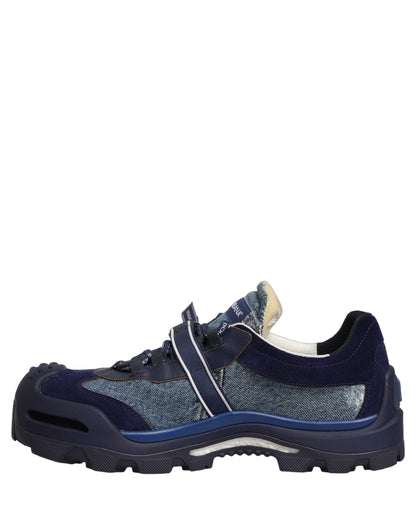 Dolce & Gabbana Blue Airmaster Panelled Low Top Denim Sneakers