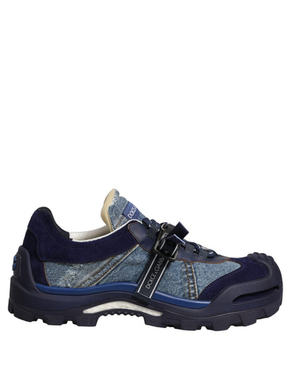Dolce & Gabbana Blue Airmaster Panelled Low Top Denim Sneakers