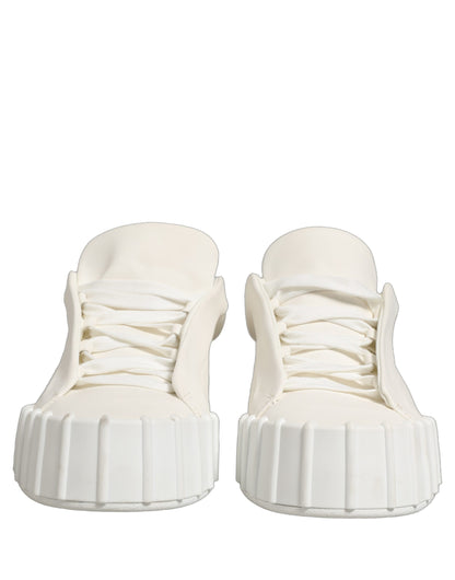 Dolce & Gabbana White Leather Low Top Lace Up Sneakers