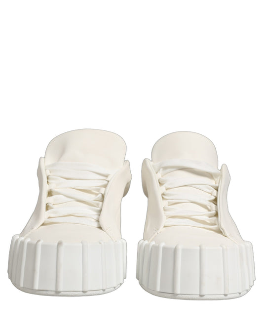 Dolce & Gabbana White Leather Low Top Lace Up Sneakers
