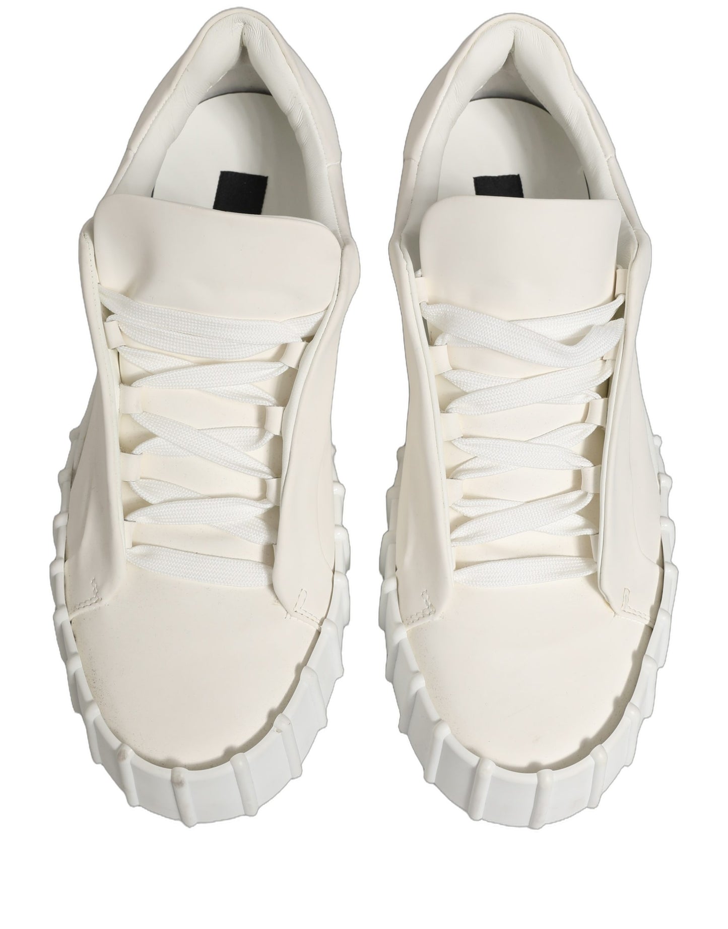 Dolce & Gabbana White Leather Low Top Lace Up Sneakers