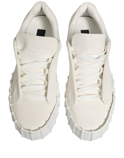 Dolce & Gabbana White Leather Low Top Lace Up Sneakers