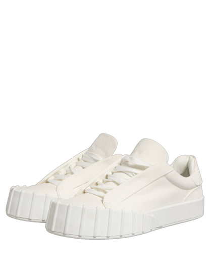 Dolce & Gabbana White Leather Low Top Lace Up Sneakers