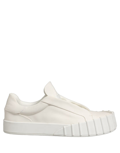 Dolce & Gabbana White Leather Low Top Lace Up Sneakers
