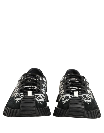 Dolce & Gabbana Black Logo Lace Up Low Top NS1 Men Sneakers Shoes