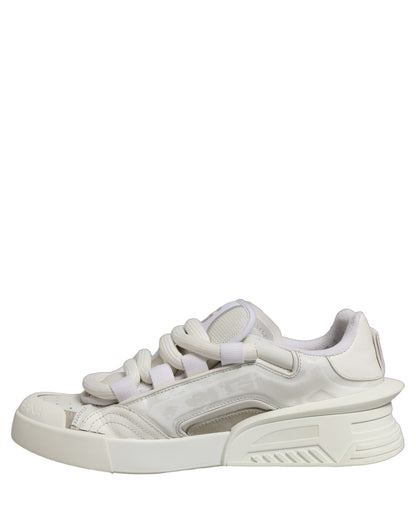 Dolce & Gabbana White Leather Portofino Space Sneakers Shoes