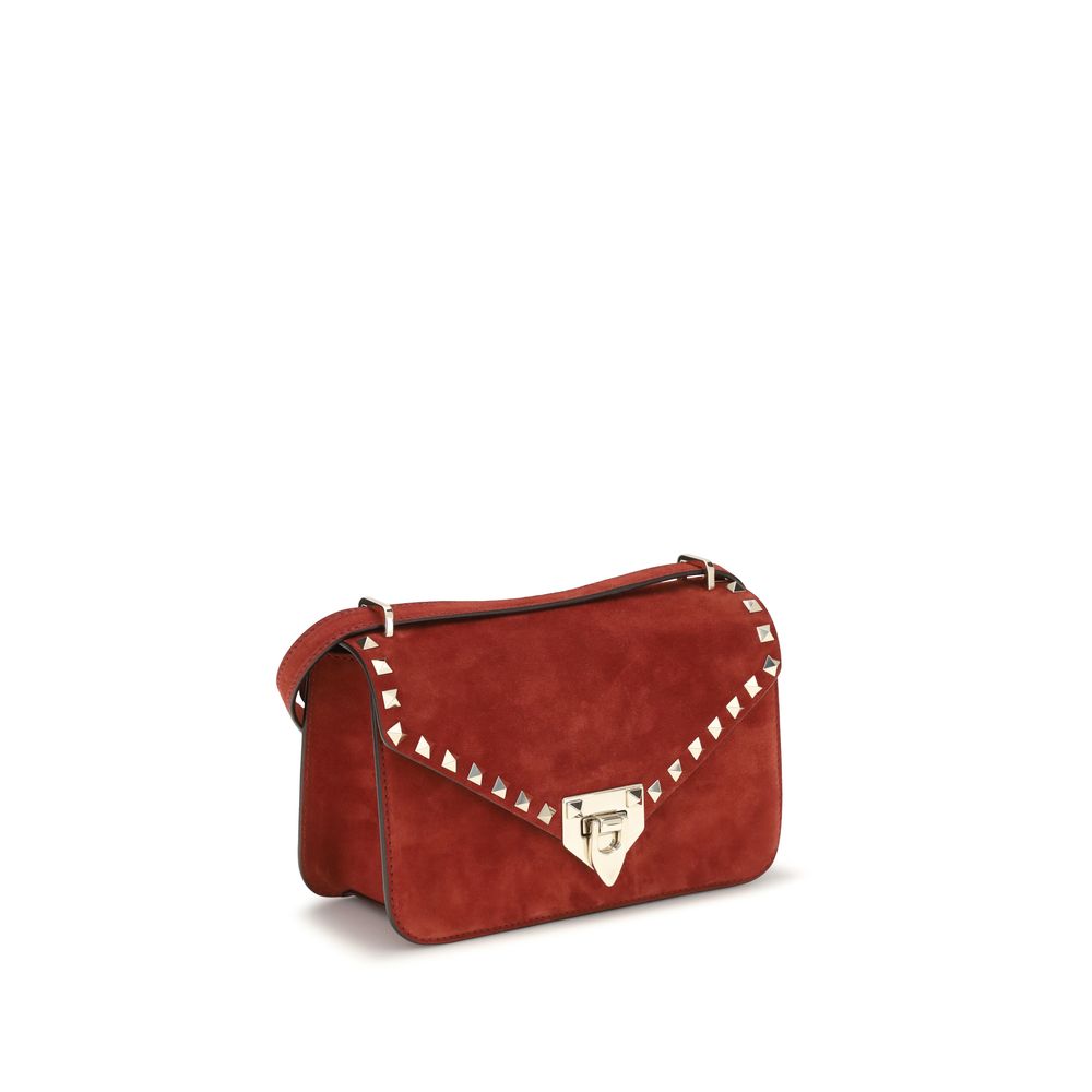 Valentino Garavani Red Rockstud Mini Suede Shoulder Bag