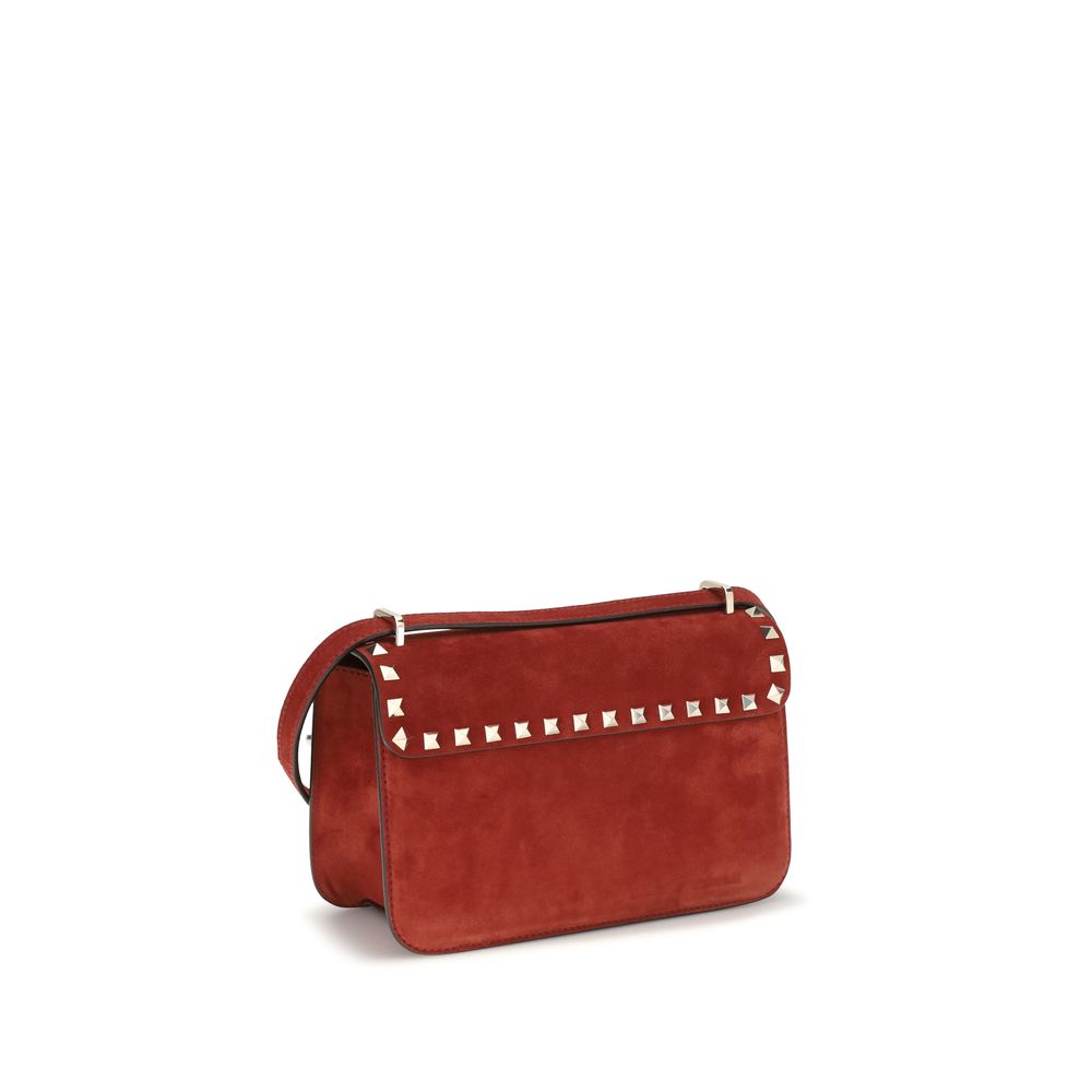 Valentino Garavani Red Rockstud Mini Suede Shoulder Bag
