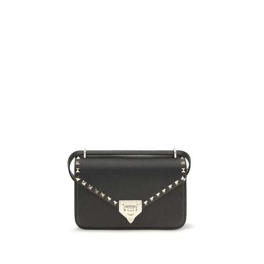 Valentino Garavani Black Calf Leather Rockstud Mini Shoulder Bag